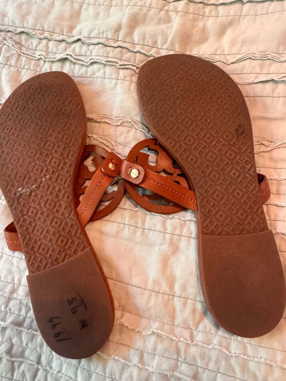 Tory Burch Miller Leather Sandals Tan Brown Size 9.5 M - Picture 3 of 5